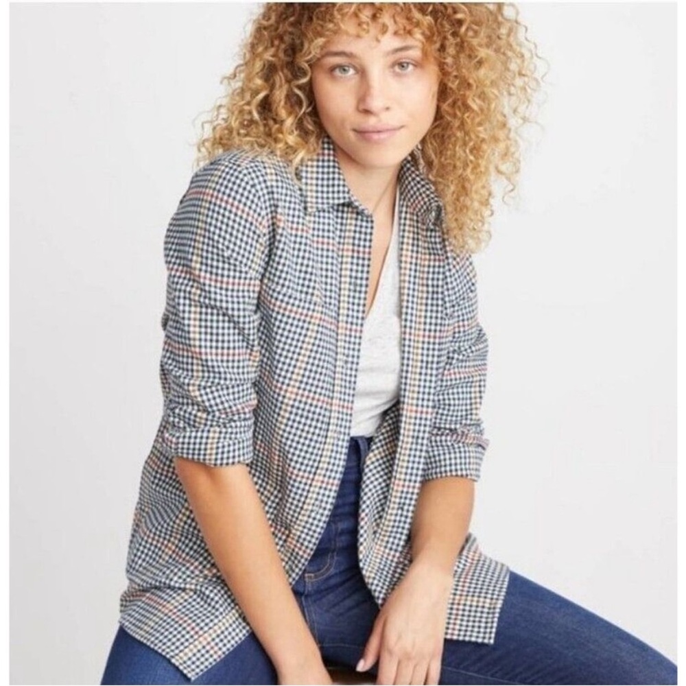 Marine Layer Tamara Overshirt Medium Plaid Flannel 100% Cotton Button Front